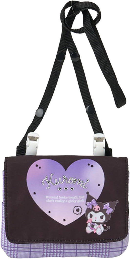 Sanrio Pocket Pouch with Shoulder Strap, Personal Accessories, Polyester, Approx. Width 5.5 x Depth 0.4 x Height 4.7 inches (14 x 1 x 12 cm), Interior Name Space, For Children