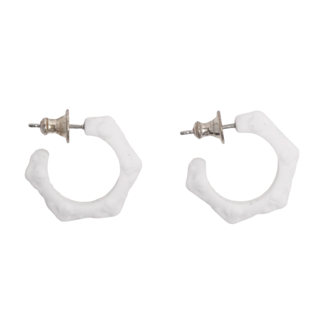 CHROME HEARTS 'WHITE SILICONE' HOOP EARRINGS 2 PAIR