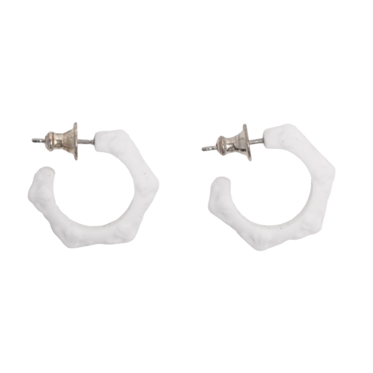 CHROME HEARTS 'WHITE SILICONE' HOOP EARRINGS 2 PAIR