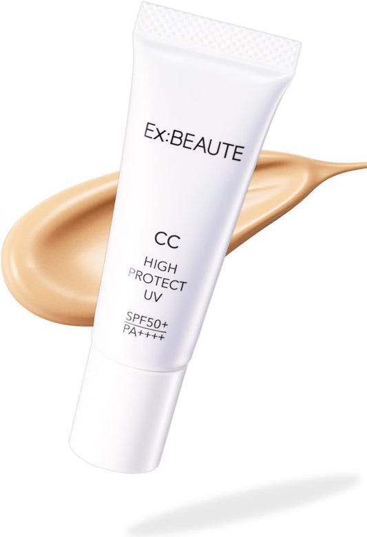 Exbote SPF 50+ CC Cream, Makeup Base, Made in Japan, CC High Protect UV, 0.5 oz (14 g), Natural Color, BB Cream, Foundation, UV Absorber Free, Beauty Ingredient