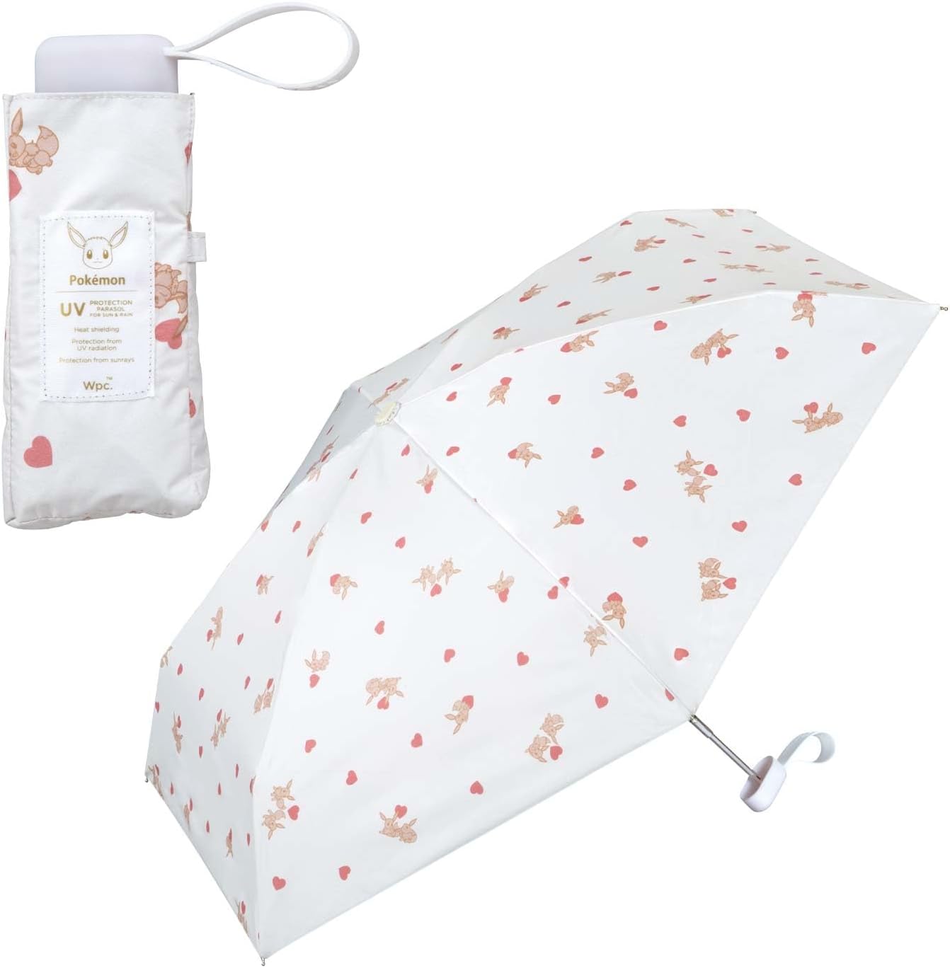 [2025] Wpc. Parasol, Pokémon, Shading Together, Mini-Off (Eevee) (100% Shading Rate/100% UV Reduction/UPF50+, Heat Shielding/Rainy Days) Folding Umbrella, Lightweight, Collaboration Compact 801-PM003-102