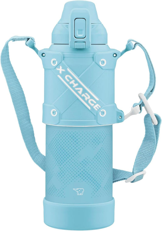 Zojirushi SD-HB10-AL Cool Water Bottle, 3.8 gal (1.0 L) (Recommended for Exercise) Sports Type, Seamless, Impact and Abrasion Resistant Protective Armor, Sky Blue