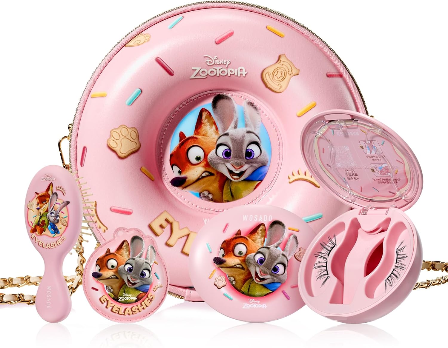 WOSADO (Official Store) X Disney's Zootopia Series Magnetic False Eyelashes Bag Set, Integrated Judy Black, Magnetic False Eyelashes, No Glue Required, Disney, Fluffy, No Makeup Feel, Reusable, For