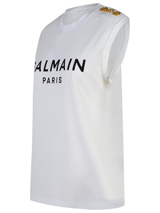 Balmain バルメインホワイトコットンタンクトップ - Image 1