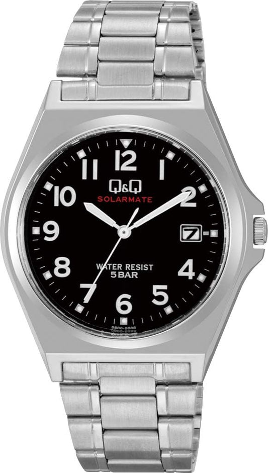 Q&Q Analog Solar Waterproof Watch H061 and Others, silver/black, watch