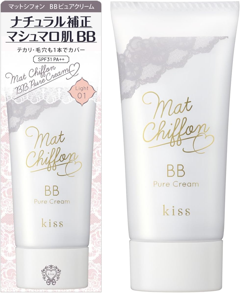 kiss(キス) KiSS マットシフォンBBピュアクリーム 01 ライト 30g 皮脂吸収パウダー配合 テカリ防止 マット肌 SPF31 PA++