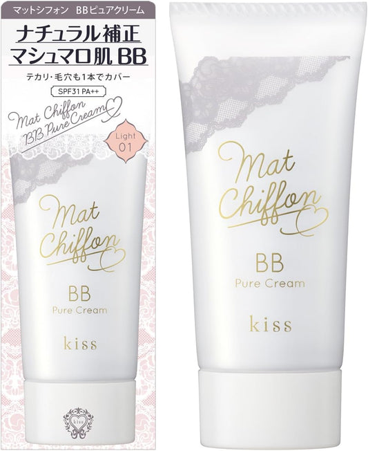 kiss(キス) KiSS マットシフォンBBピュアクリーム 01 ライト 30g 皮脂吸収パウダー配合 テカリ防止 マット肌 SPF31 PA++