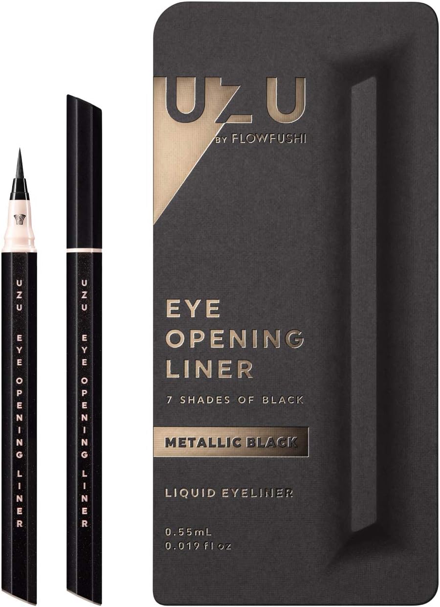 UZU BY FLOWFUSHI 7 Shades of Black [Metallic Black] Liquid Eyeliner Hot Water Off Hypoallergenic