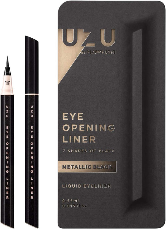 UZU BY FLOWFUSHI 7 Shades of Black [Metallic Black] Liquid Eyeliner Hot Water Off Hypoallergenic