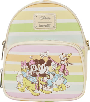 Disney Mickey & Friends Rainbow Stripes Mini mochila convertible y bolsa cruzada