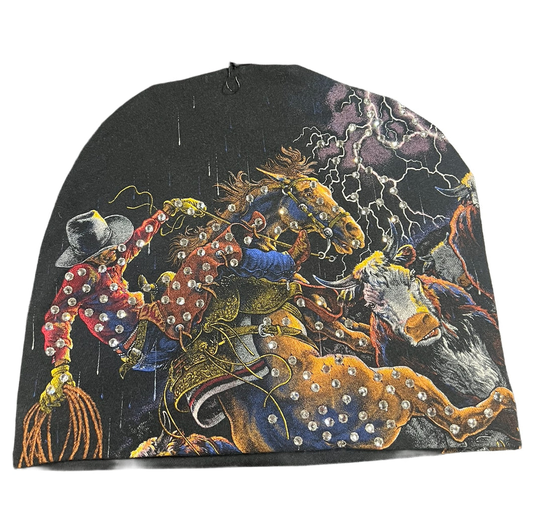 BOSSI 'COWBOY LIGHTNING' RHINESTONE VINTAGE BEANIE