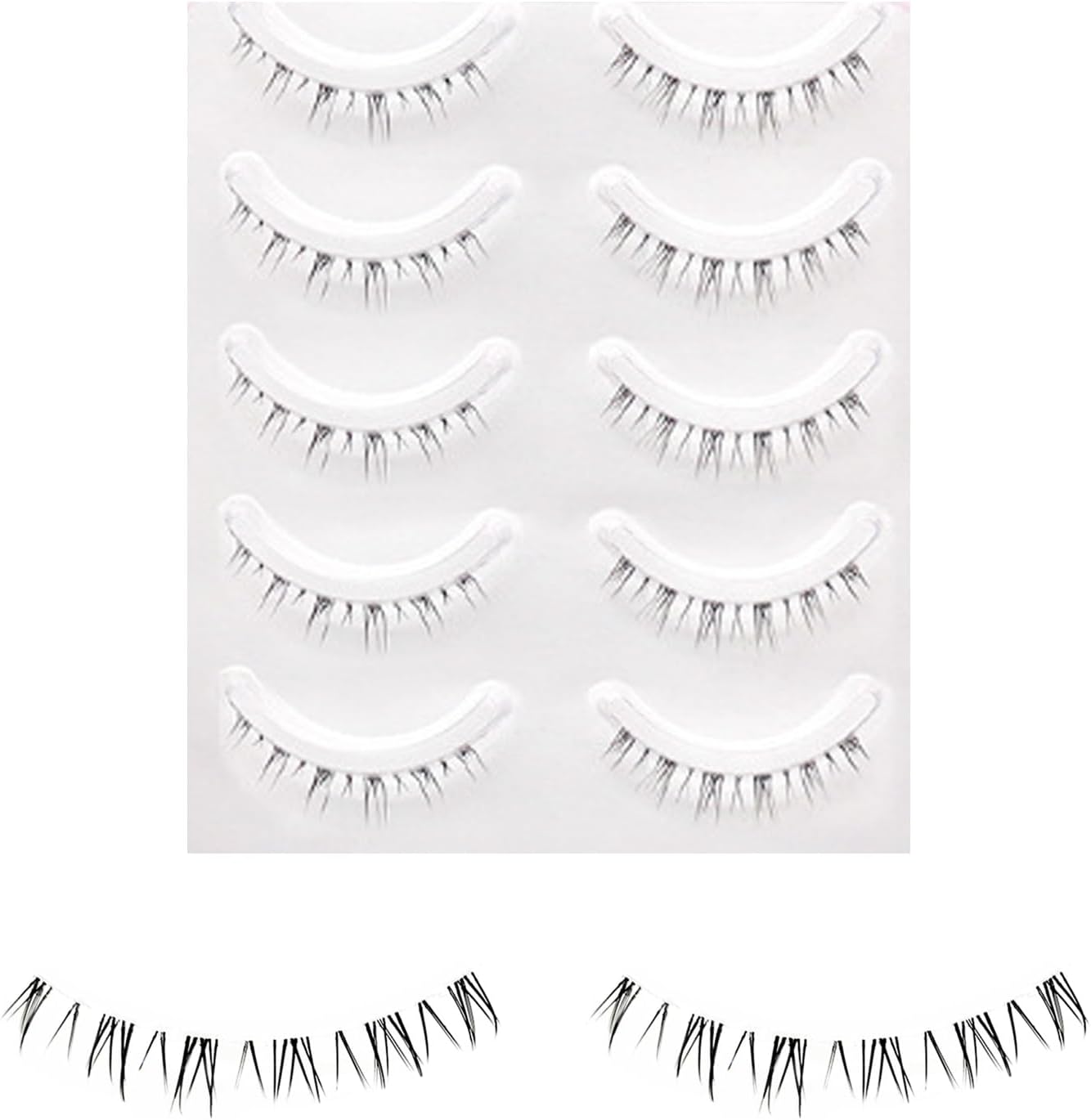 Lower Eyelashes, Thin Transparent Axis Handmade False Eyelashes, Natural, Matsueku, Self, Popular, DIY, Reusable, Thin Makeup, Everyday Use, Beginners (Black, 3)