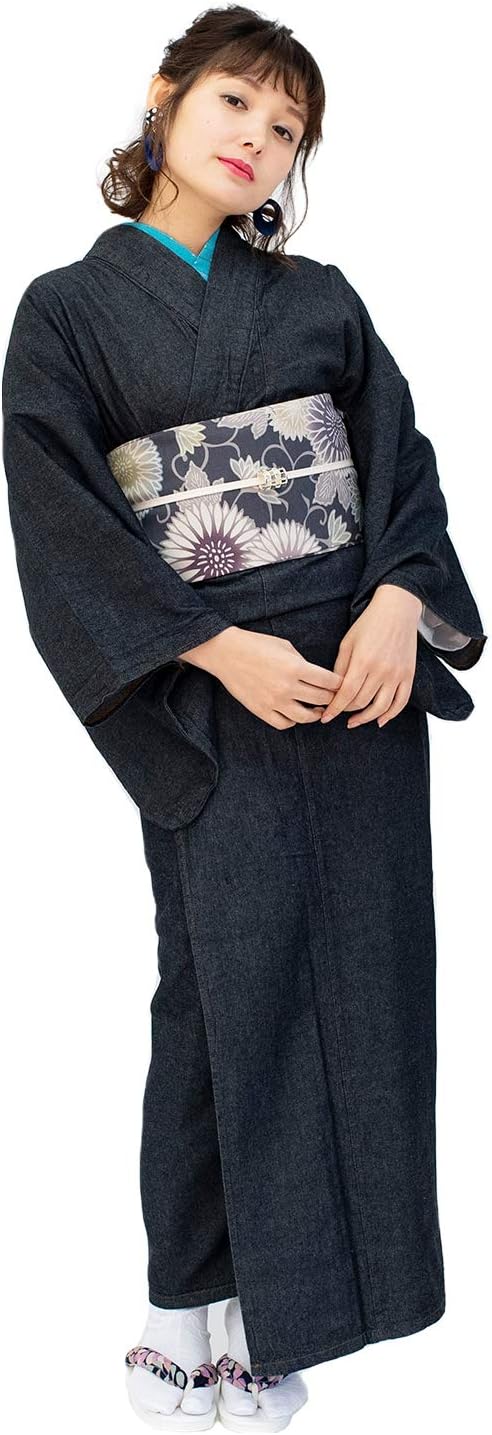 Kyoetsu Women's Kimono Denim Washable Single Coat