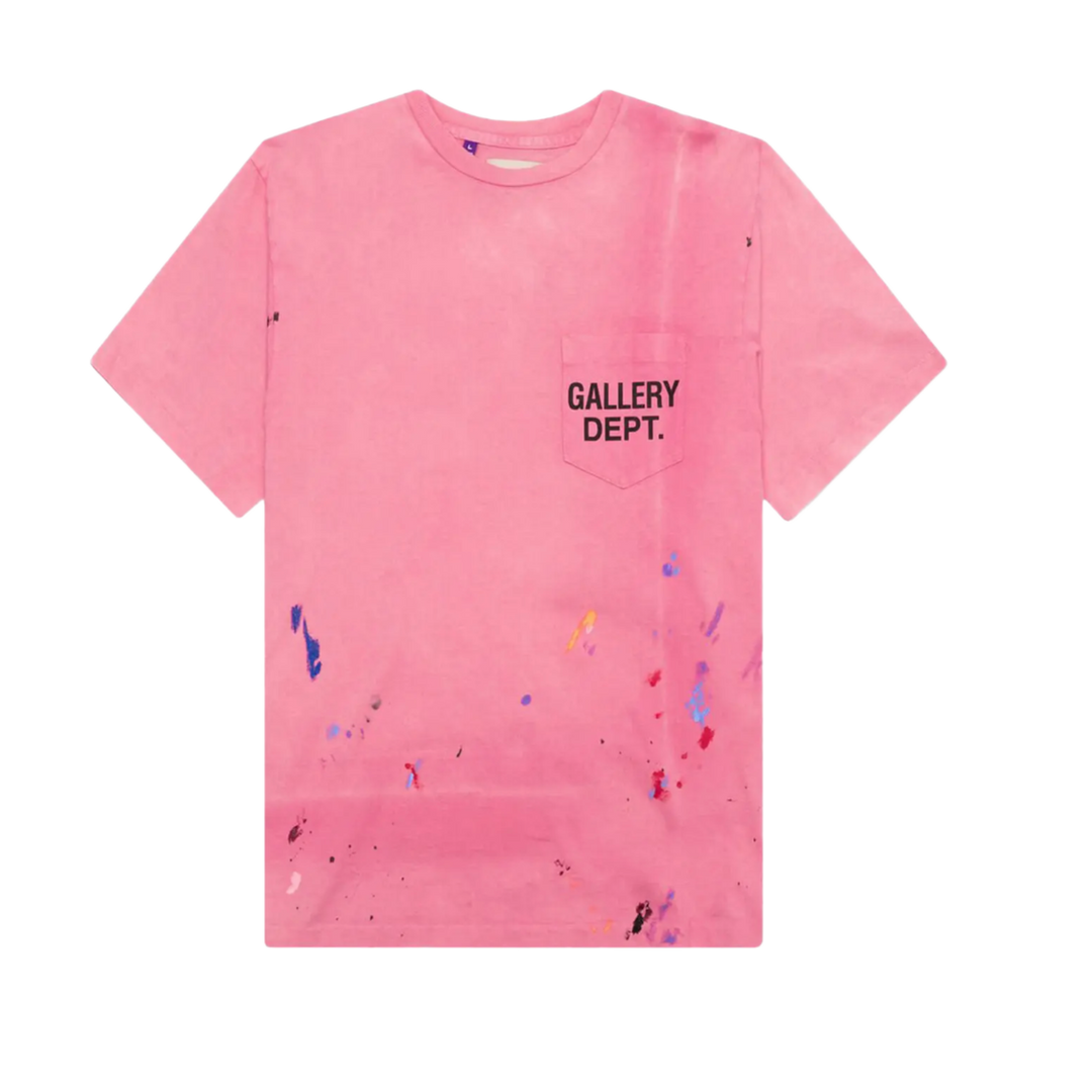 GALLERY DEPT. 'PAINT SPLATTER' PINK POCKET TEE