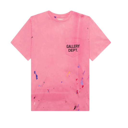 GALLERY DEPT. 'PAINT SPLATTER' PINK POCKET TEE