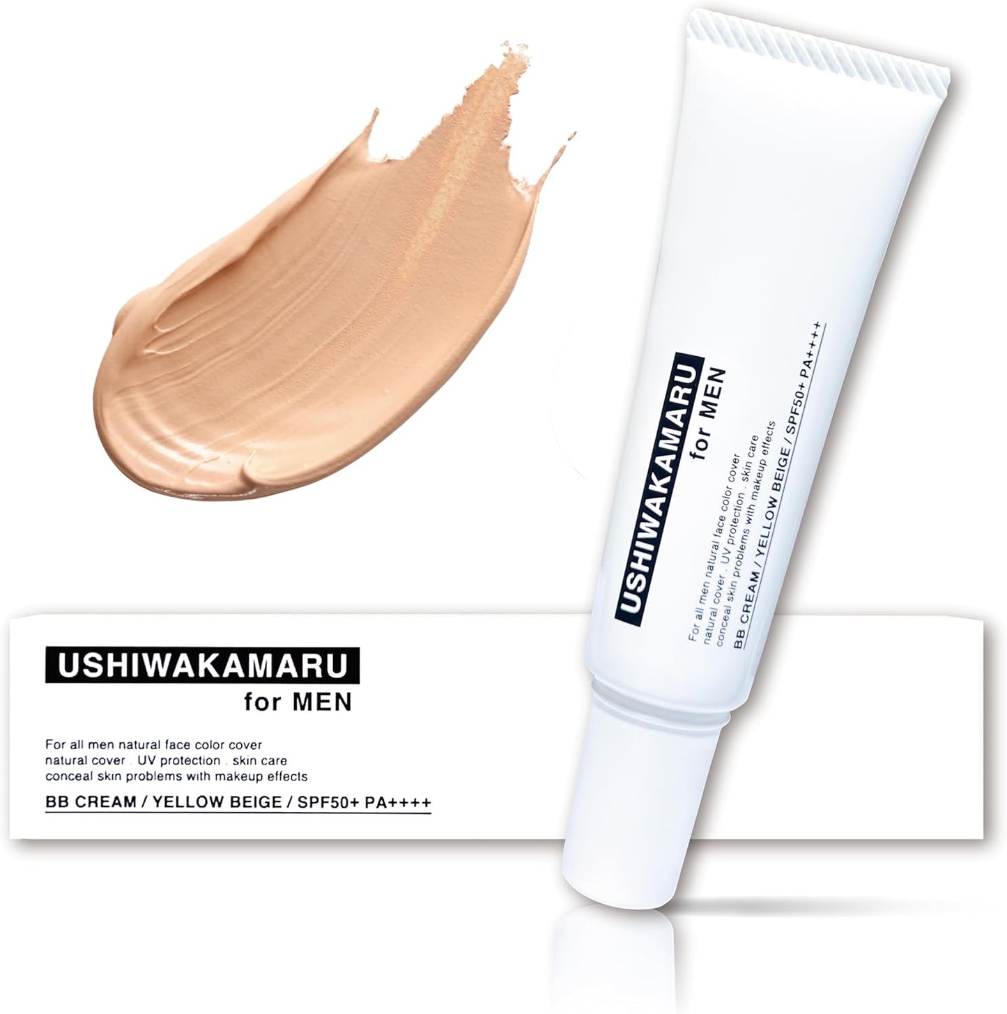 Men's BB Cream, Covers Blue Beard, Pores and Blemishes, Skin Tone, UV Protection SPF 50+, PA++++, Natural Finish