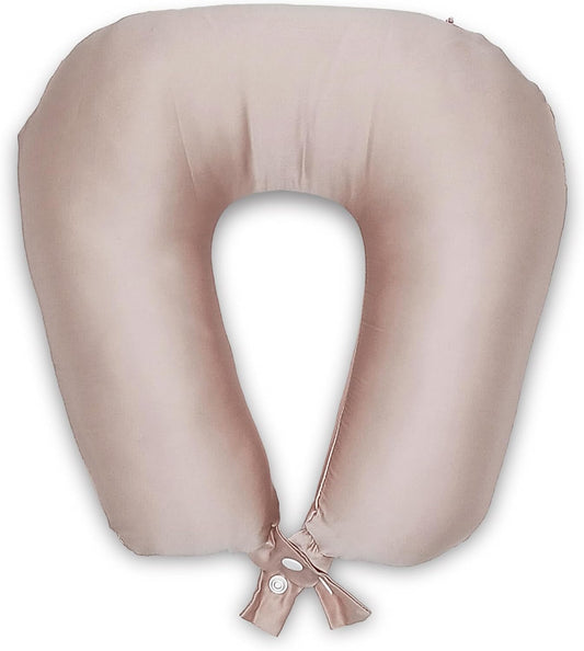 Moripilo Neck Pillow, Compact, Airplane, 100% Silk, Gentle on Skin and Hair), Neck Pillow, Travel Pillow, Neck Cushion, Neck Cushion, Fun de Silk Neck Pillow (Pink)
