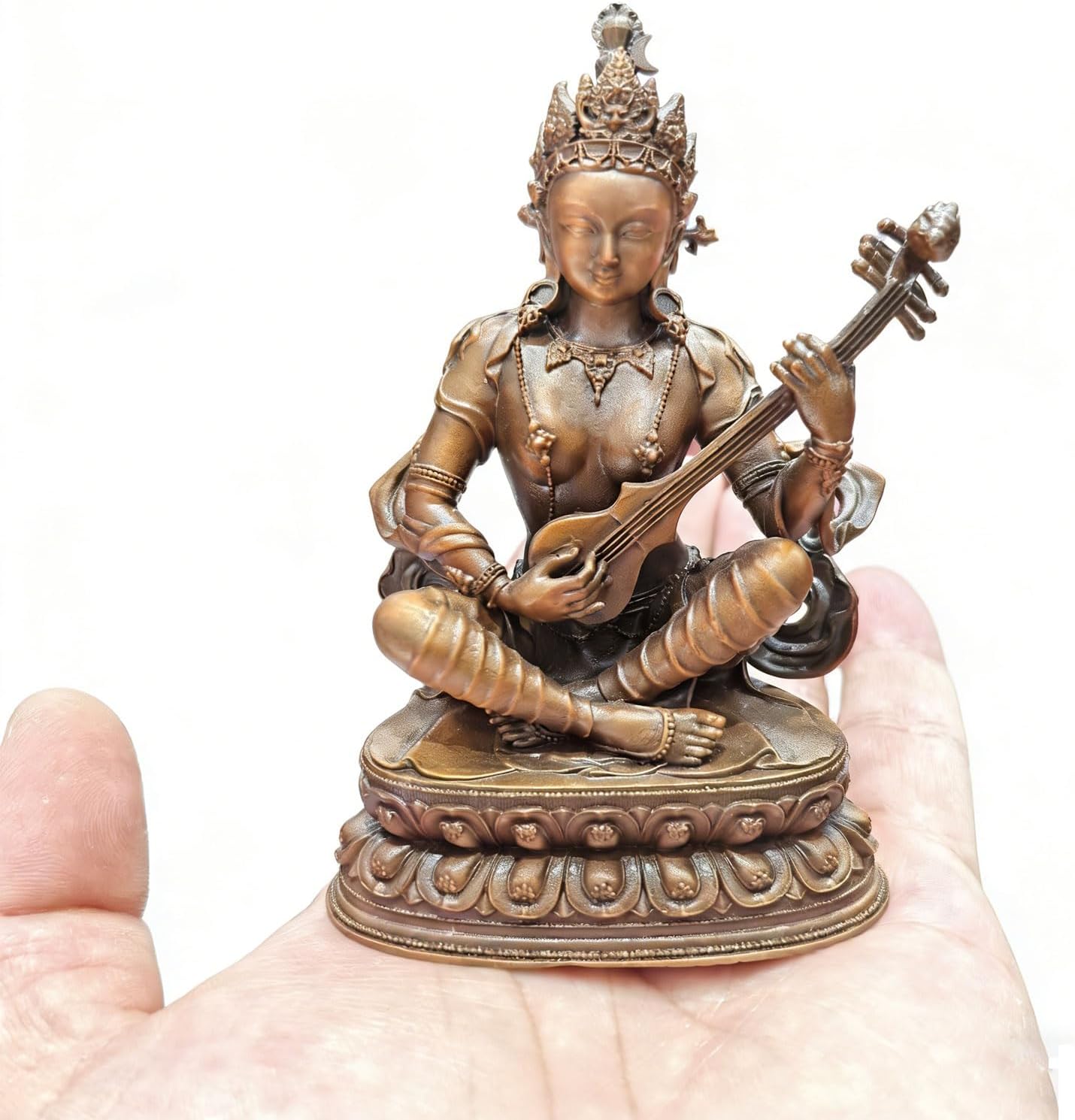 弁財天座像 真鍮銅像 七福神 インテリア置物 高さ 10cm 伝統工芸品 贈答用
