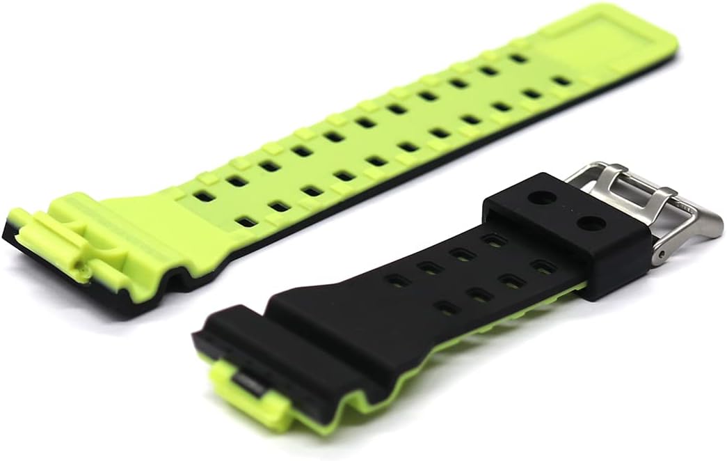SOUBI G-SHOCK GS-B19 GA-100 GA-110 GD-120 GA-300 Etc. Compatible Belt, Rubber, Bi-Color,, yellow, Military