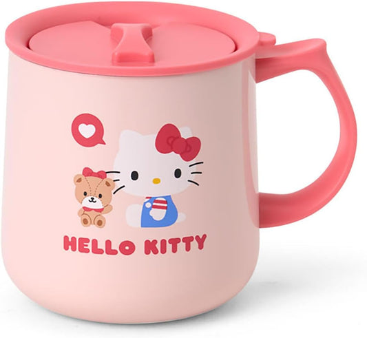 Sanrio 296937 Stainless Steel Mug with Lid, Hello Kitty Body: Stainless Steel Copper (Acrylic Resin Coating), Lid (Drinking Mouth) Handle: Polypropylene, Gasket/Bottom: Silicone Rubber, Heat Retention