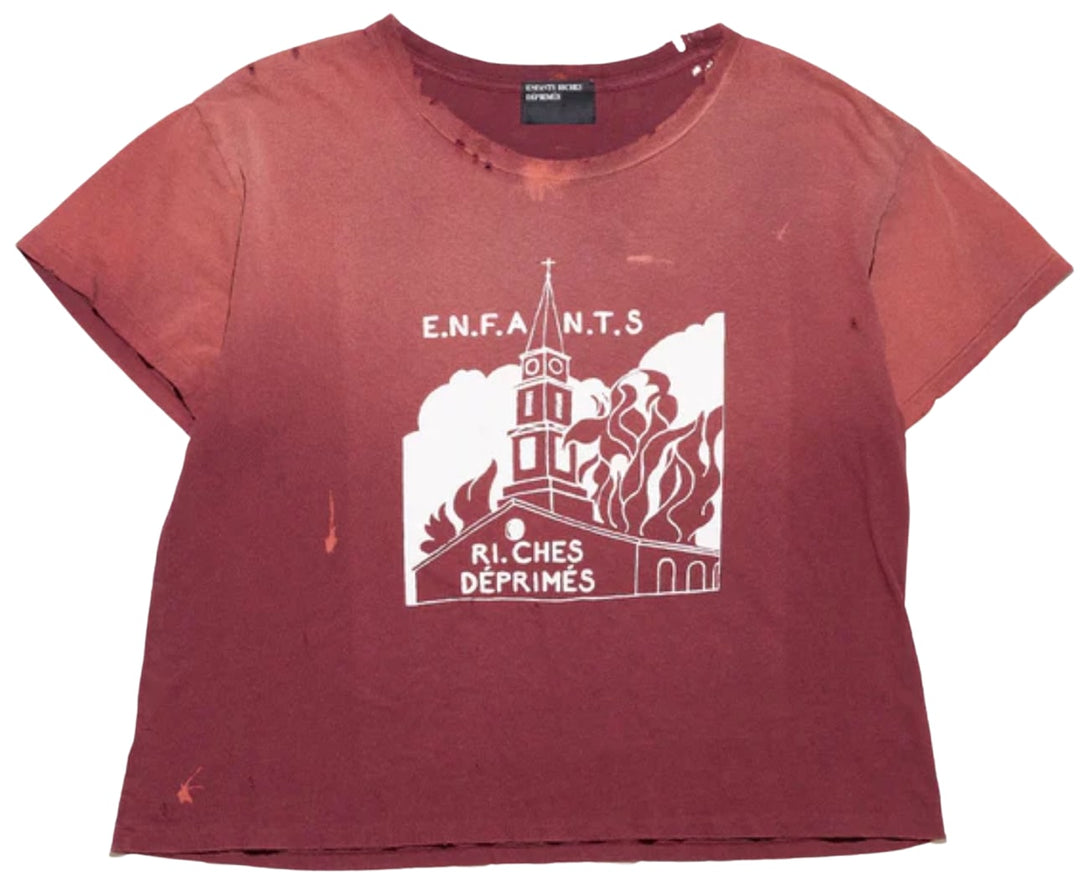 ENFANTS RICHES DÉPRIMÉS 'BURNING CHURCH' SCARLET TEE