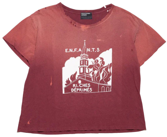 ENFANTS RICHES DÉPRIMÉS 'BURNING CHURCH' SCARLET TEE