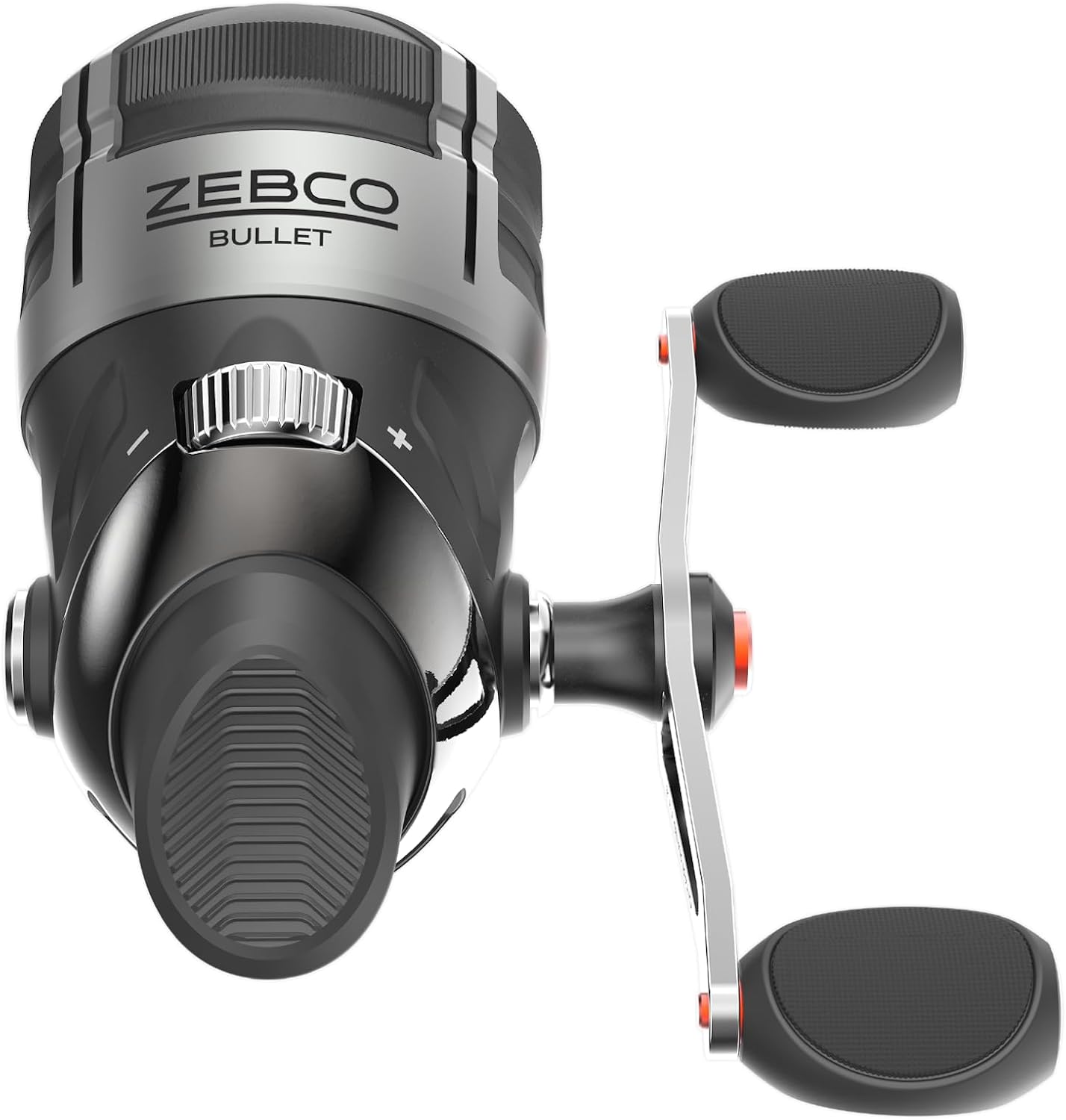 Zebco Bullet Spincast Fishing Reel Size 30 Reels 29.6" Fast in One Turn GripEm All Weather Handle Knob 10 lb with Zebco Fishing Line Black Clam Package