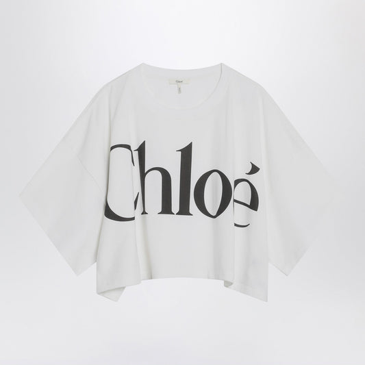 Chloe ロゴプリント付きクロエホワイトボックスTシャツ - Image 1