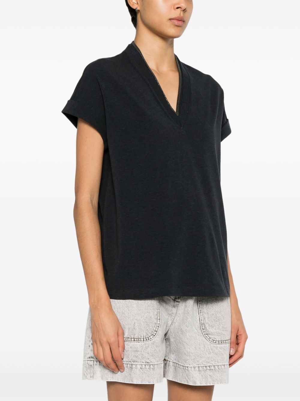 Brunello Cucinelli Cotton V Necked Tシャツ - Image 1