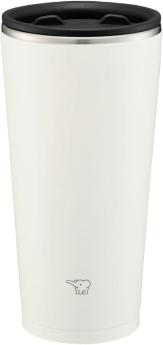 Zojirushi Mahobin Tumbler, 15.2 fl oz (450 ml), with Lid, Rotating Lid, Stainless Steel Tumbler, Office Work, Home Time, Hot or Cold, Pale White SX-FA45-WM