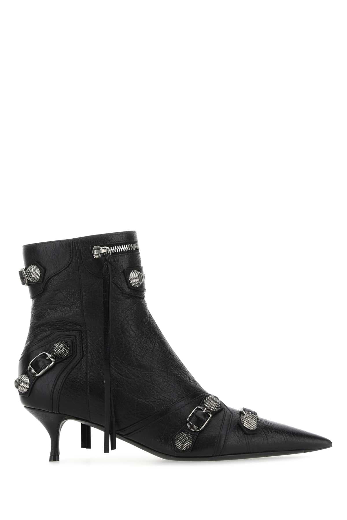 Balenciaga Black Leather Cagole Ankle Boots - Image 1