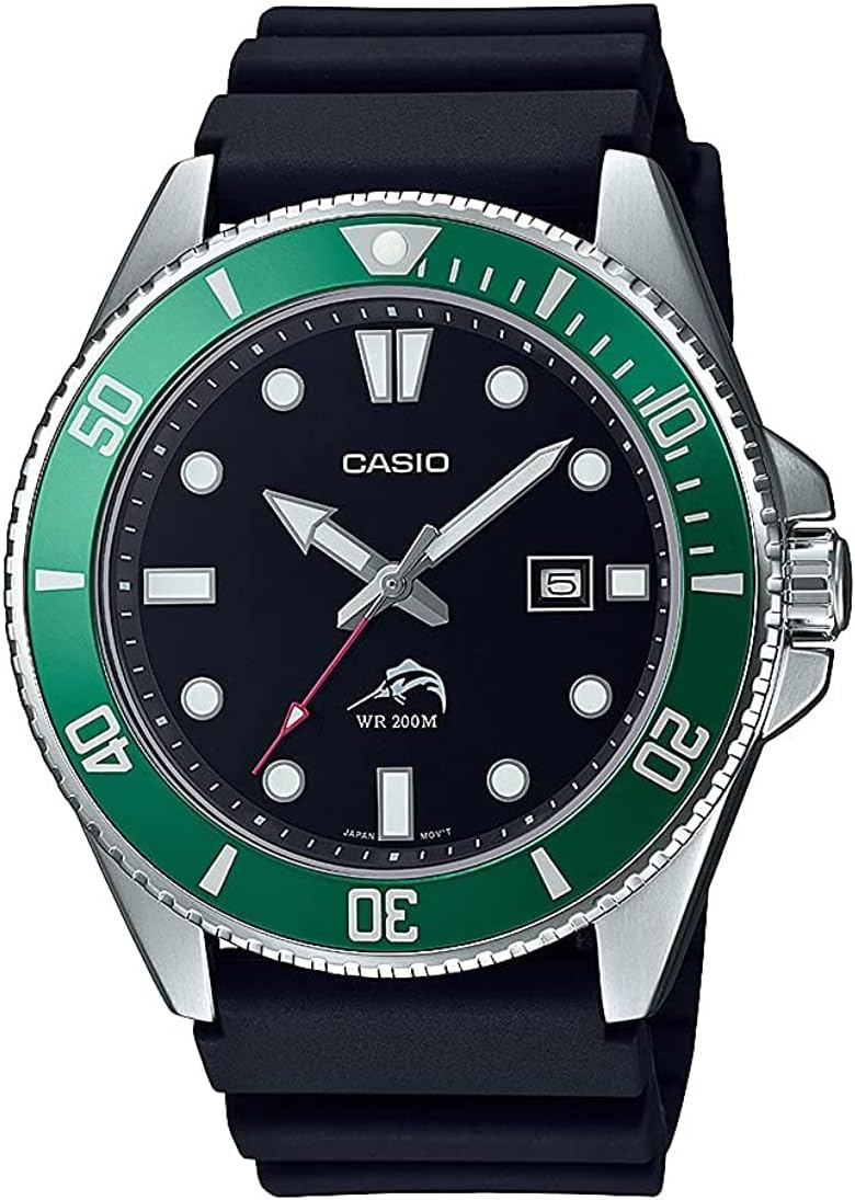 Casio MDV-106 Series Diver Watch, Men's, Overseas Model, Green Bezel MDV-106B-1A3V, Waterproof