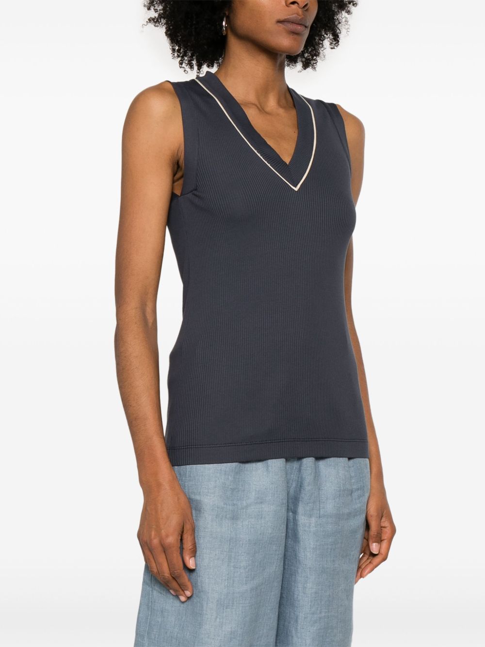 Brunello Cucinelli Cotton V Necked Top - Image 1
