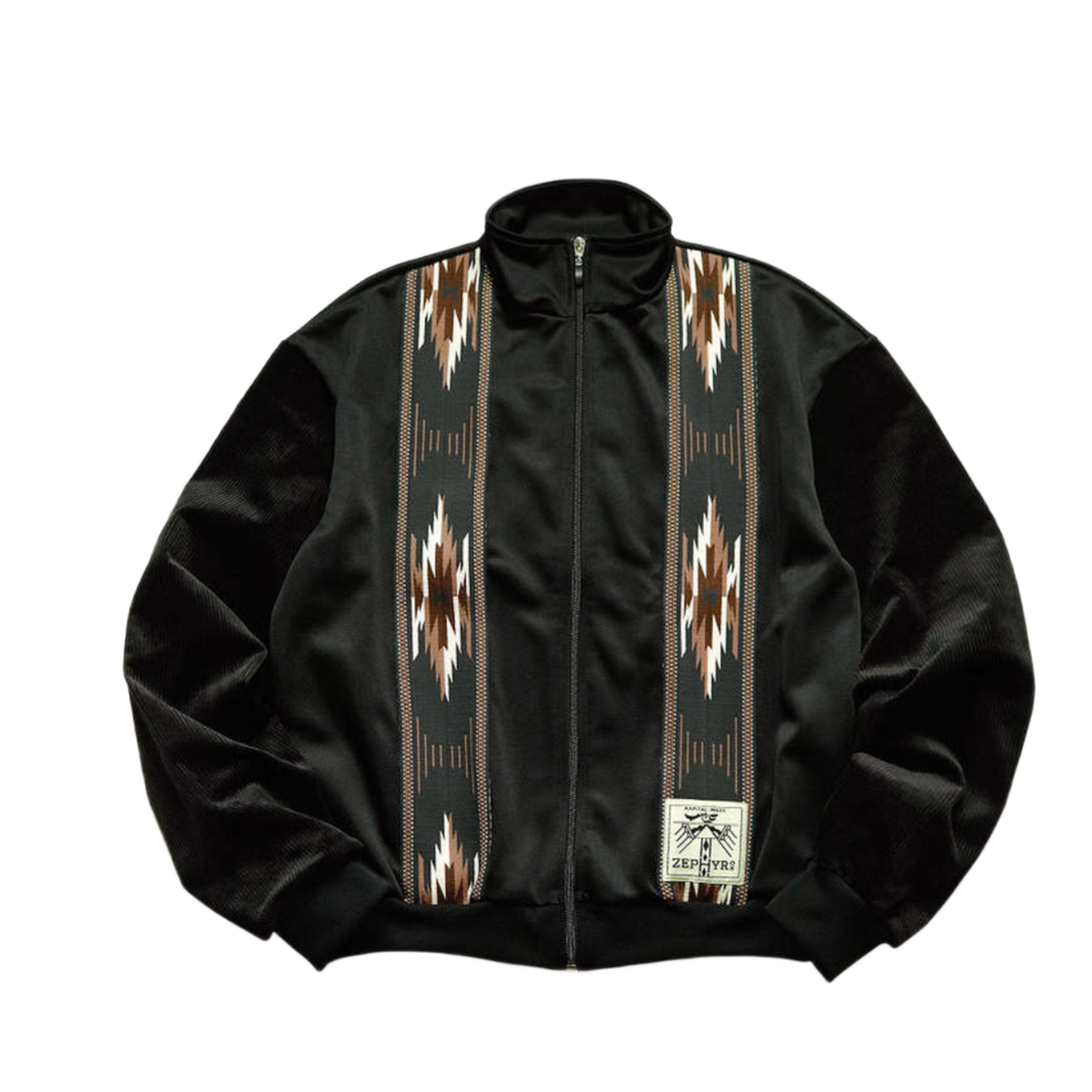 KAPITAL 'JERSEY KOCHI ZEPHYR' BLACK ZIP UP TRACK JACKET