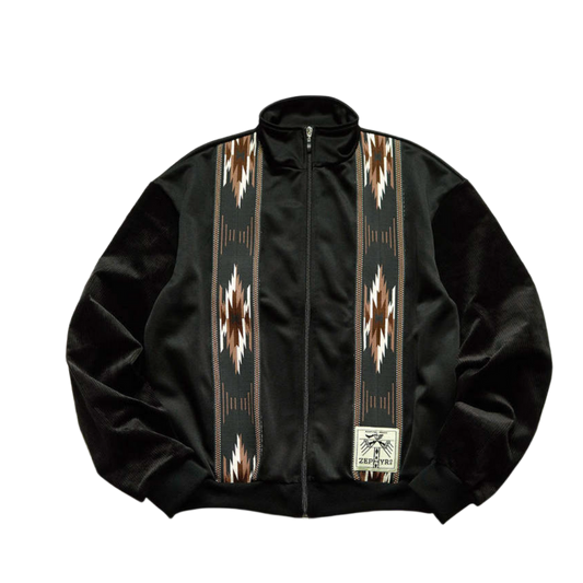 KAPITAL 'JERSEY KOCHI ZEPHYR' BLACK ZIP UP TRACK JACKET
