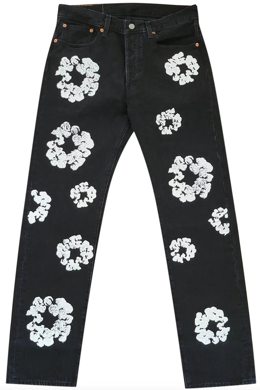 DENIM TEARS X LEVI'S 'COTTON WREATH' BLACK JEANS