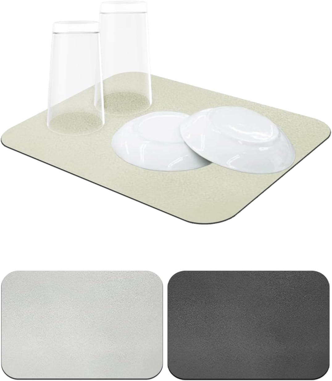 Dish Drainer, Mat, Diatomaceous Earth, Silver Ion, Made in Japan, Kitchen Tableware (7.9 x 11.8 inches (20 x 30 cm), Old Lace)