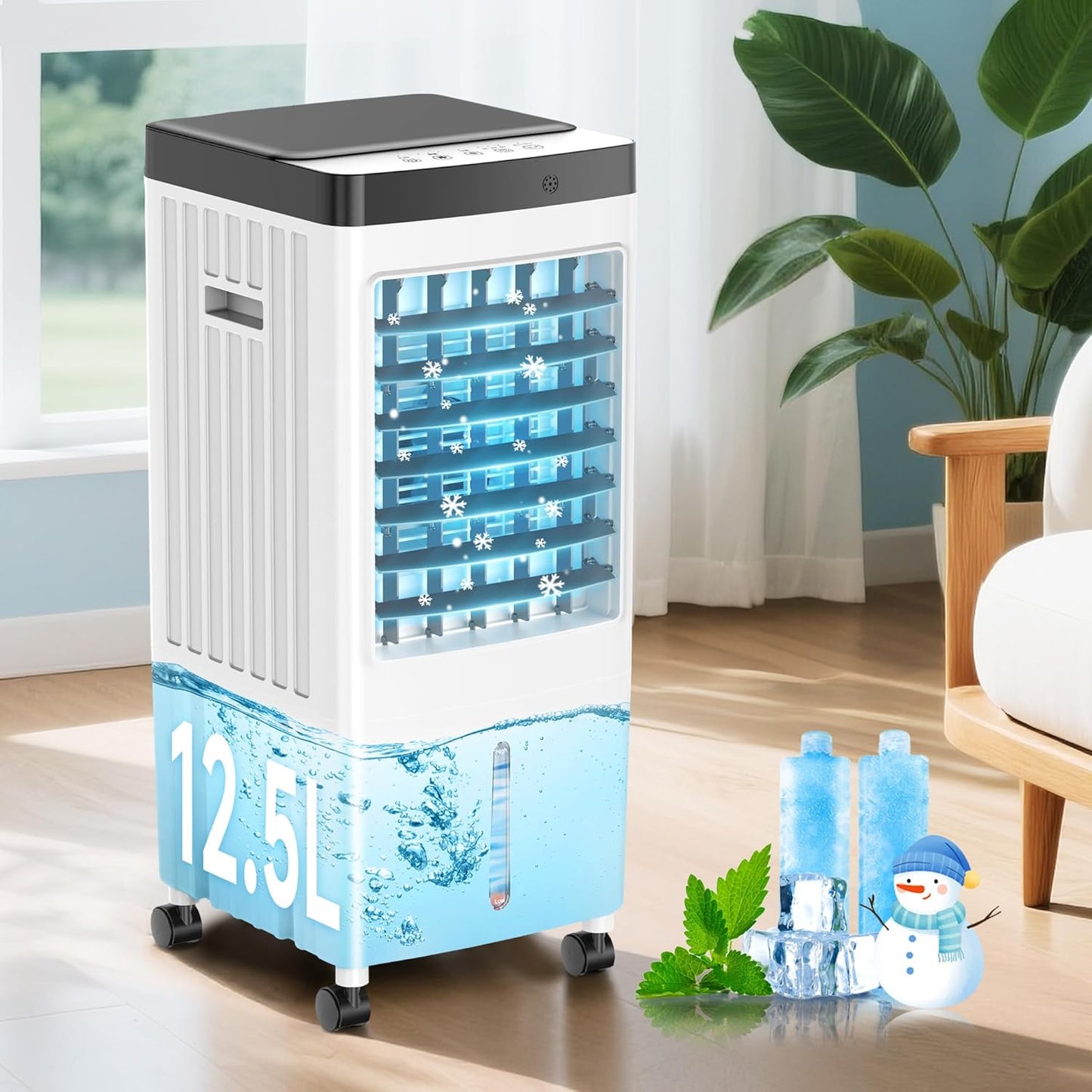 [Limited] Cooling Fan, Large Capacity, 4.9 gal (12.5 L), Upper Water Supply, Powerful, 4 in 1 Unit, Cool Air, Fan, Humidifier, Purifying, Spot Cooler, 3 Air Speeds, Quiet, Off Timer