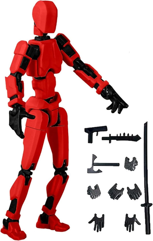 AAGWW Model Doll with Weapon Figure Sketching Articulated Posable Art Model (Red Black)