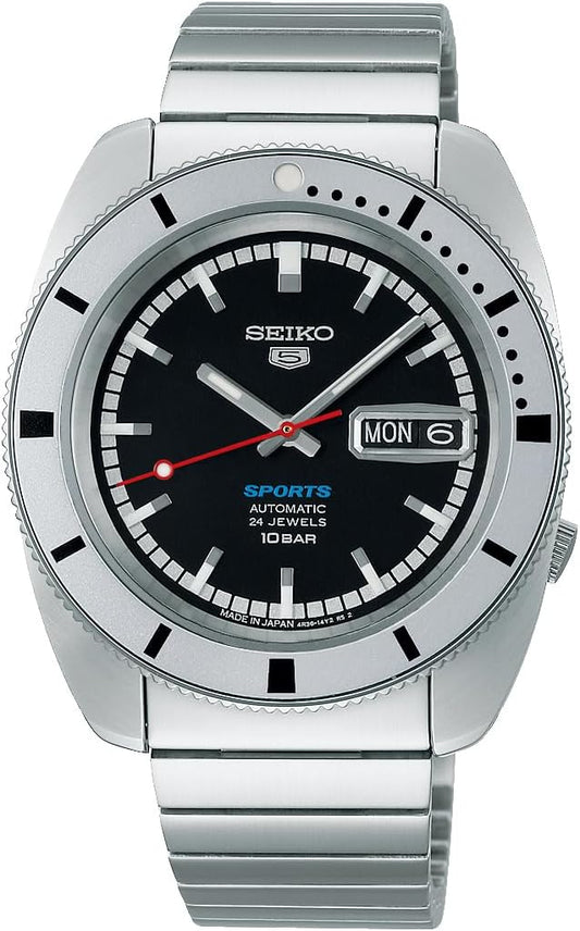 Seiko SRPL05 Men's Automatic Mechanical Wristwatch, Heritage Design, Limited Edition, Made in Japan, Silver x Black, Overseas Model, Black, Bracelet Type