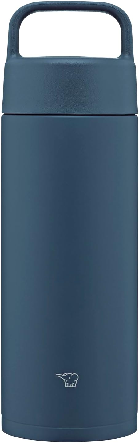 ZOJIRUSHI Thermos 500ml Bottle, Convenient Handle for Carrying, Easy to Clean, Dishwasher Safe, Seamless Lid, Only 2 Parts to Wash, Keeps Hot and Cold, Screw-On Mug, Navy SM-RS50-AD