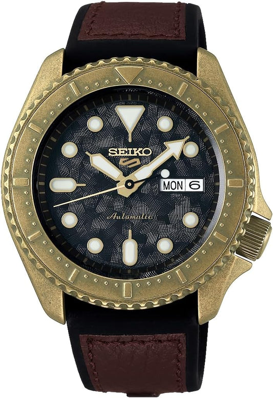 Seiko SBSA072 Men's Watch, Five Sports Conceptual Boy Specialist Style, Brown, gold