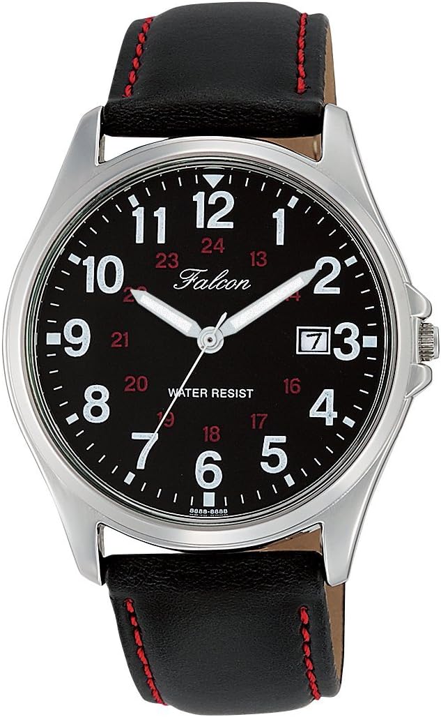 Citizen Q&Q D026-305 Men's Wristwatch, Analog Waterproof, Date Leather Strap, Black