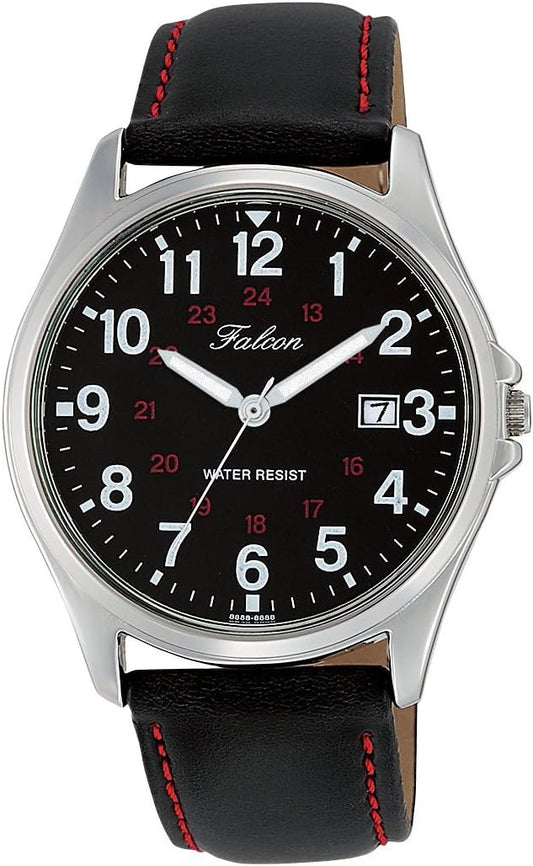 Citizen Q&Q D026-305 Men's Wristwatch, Analog Waterproof, Date Leather Strap, Black