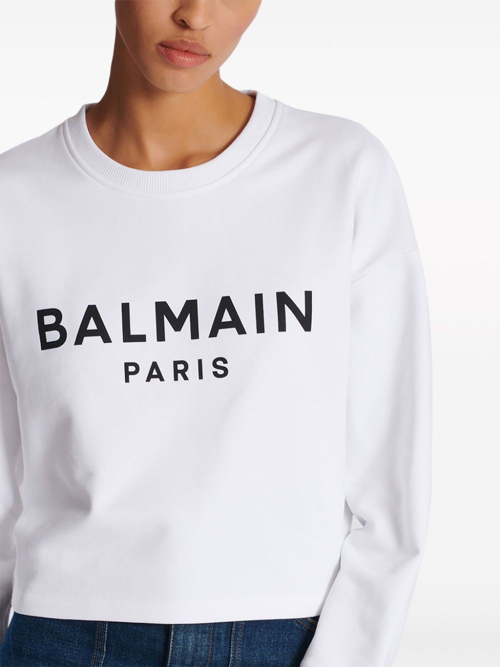 Balmainロゴオーガニックコットンクロップドスウェットシャツ - Image 1
