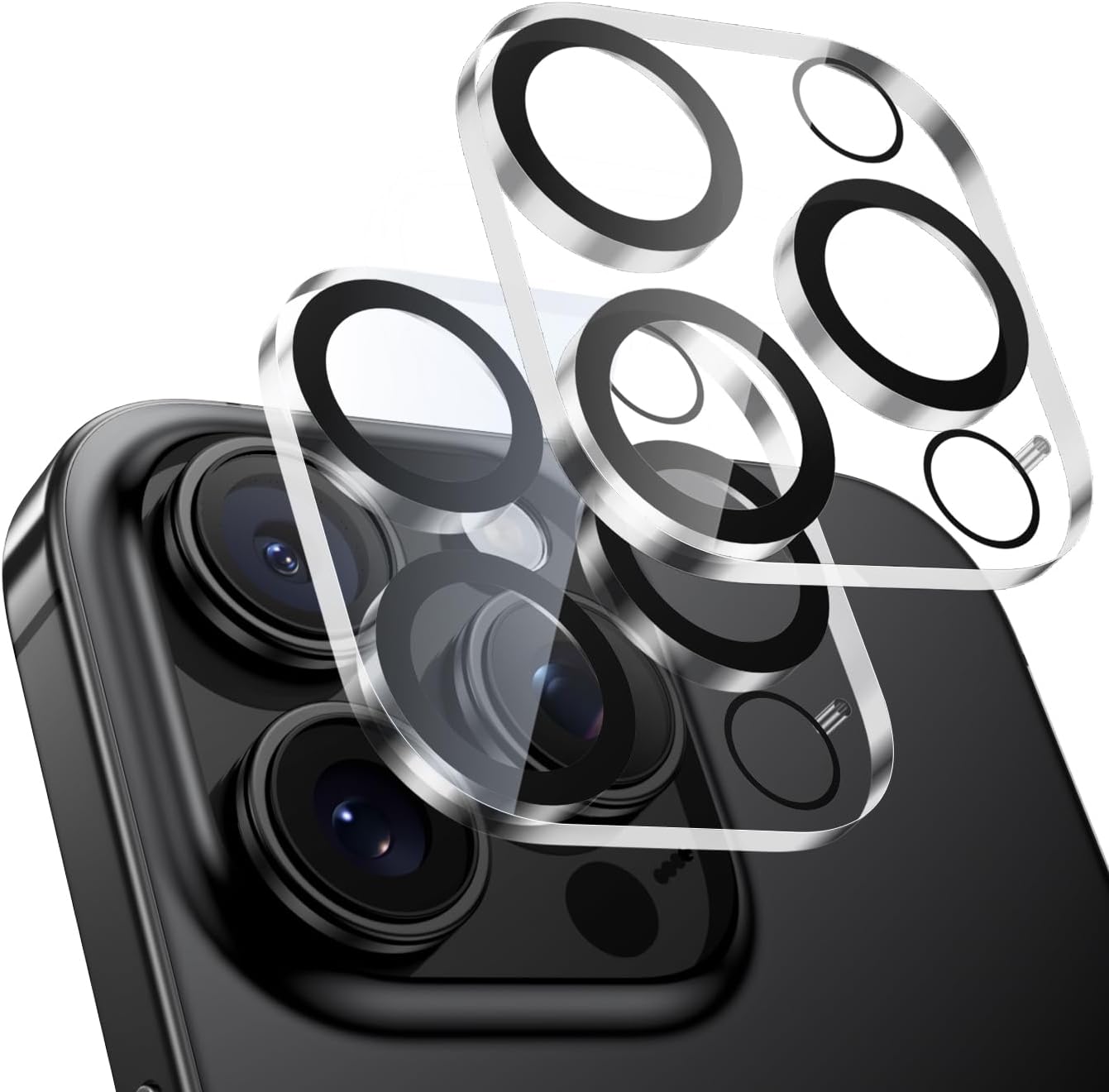 [Set of 2] Camera Film for iPhone 16 Pro/16 Pro Max, Camera Protection, Full Protection, 9H Tempered Glass, Black Edging, Phone 16 Pro/16 Pro Max Lens Cover, Over-Exposure Prevention, Ultra High