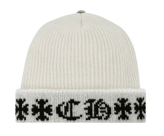 CHROME HEARTS 'BIG DADDY' ASPEN EXCLUSIVE WHITE CASHMERE BEANIE