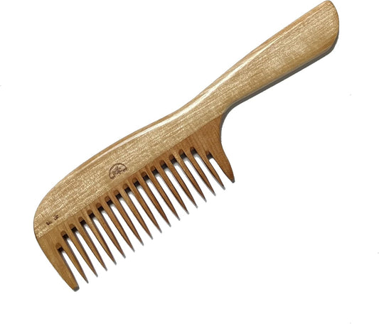 Minebari Comb with Hand - Made by Tusky Combs Artisans ~ Has a Handle for Easy Combing (Small/Large Rough Teeth)