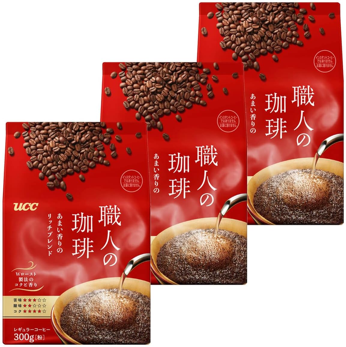 UCC Artisan's Coffee Rich Blend with Ama-scented 31.8 oz (900 g) (300 g) x 3 Pieces, Regular Coffee (Powder) [Ground Beans] [Roasted]