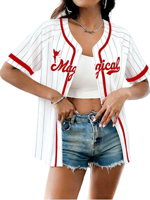Camiseta mágica para mujer, camisas Magic Kingdom, camisa de vacaciones familiares, uniformes deportivos, tops cosidos con botones